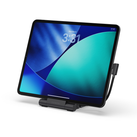 Adaptoare - Satechi OntheGo Foldable Stand Hub (4K60Hz HDMI,1x 100W USB-C PD,Dual 10Gbps USB-C & USB-A,UHS-II SD & microSD Card Slots,iPad Compatibility 2021+) - Space Black