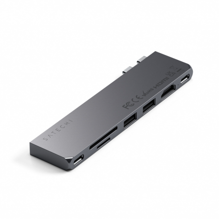 USB Hub - Satechi PRO HUB SLIM (1xUSB4,1xHDMI,2xUSB-A,SD/MicroSD,UHS-I up to 104MB/s, SD/SDHC/SDXC up to 2TB,1xUSB-C) - Space Grey