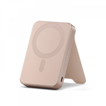Laptop, Tablete & Telefoane - Satechi Qi2 10K Magnetic Power Bank with Stand - Desert Rose