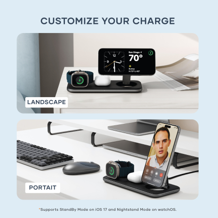 Satechi Qi2 Trio Wireless Charging Pad - with Type A,C,G plugs - Space gray [1]
