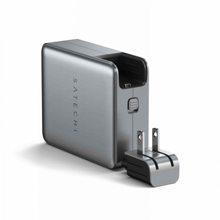 Satechi Travel Chrager 145W USB-C 4-Port (4x USB-C PD, UK-EU-AU-US adapte & mesh bag inc.) - Space Grey [6]