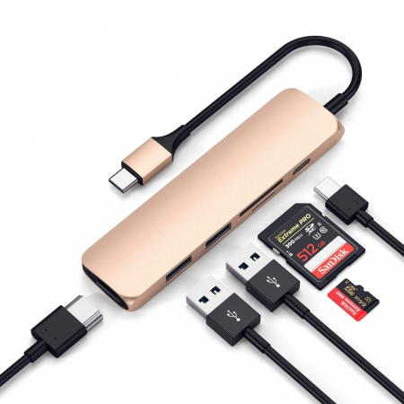 Satechi Type-C Slim Multimedia Adapter V2 - Gold [2]