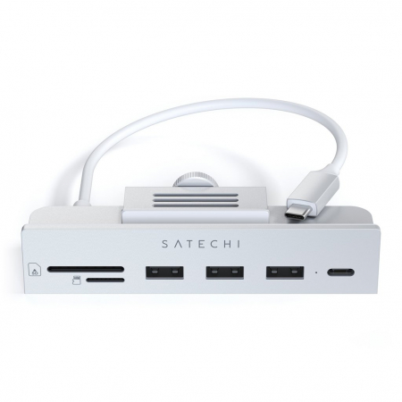 Satechi USB-C Clamp Hub iMac 24inch (2021) / (1x USB-C up to 5 Gbps,3x USB-A 3.0 up to 5 Gbps, inc. Apple S.Drive Micro/SD) - Silver [13]