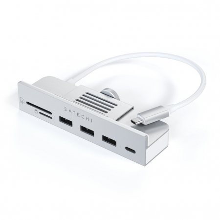 Satechi USB-C Clamp Hub iMac 24inch (2021) / (1x USB-C up to 5 Gbps,3x USB-A 3.0 up to 5 Gbps, inc. Apple S.Drive Micro/SD) - Silver [4]