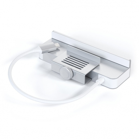 Satechi USB-C Clamp Hub iMac 24inch (2021) / (1x USB-C up to 5 Gbps,3x USB-A 3.0 up to 5 Gbps, inc. Apple S.Drive Micro/SD) - Silver [12]