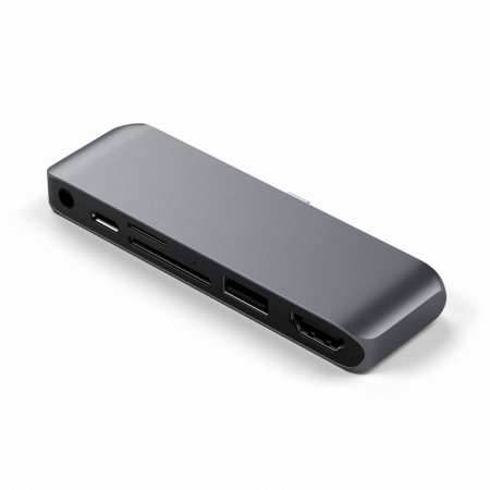 Satechi USB-C Mobile Pro HUB SD (1x USB-C PD,1x 4K HDMI,1x USB 3.0, MicroSD, 3.5mm audio) - Grey [4]