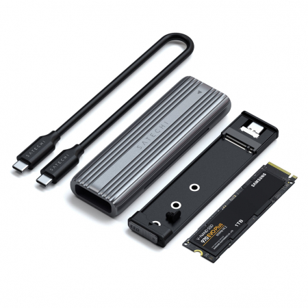 Satechi USB-C NVME &amp; SATA SSD Enclosure USB-C (SSD not included) Solid State Drives size 2242/2260/2280 - Grey [4]