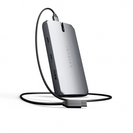 Satechi USB-C On the go Multiport adapter (1xUSB-C PD charging, 1x G.Ethernet,1x 4K HDMI,1x VGA,1x USB-A,1x USB-C, micro/SD) - Space Grey [3]