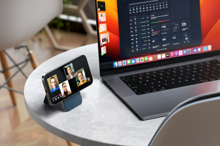 Satechi Vegan-Leather Magnetic Wallet Stand (iPhone 12/13/14/15 all models) - Dark Blue [5]