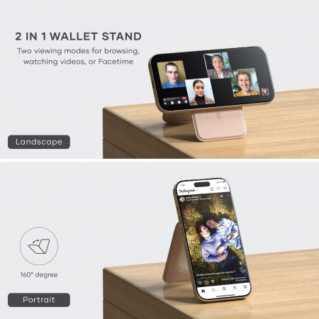 Satechi Vegan-Leather Magnetic Wallet Stand (iPhone 12/13/14/15 all models) - Desert Rose [4]