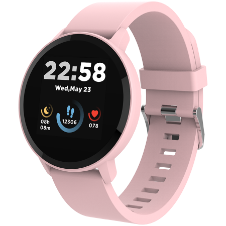 Smart watch, 1.3inches IPS full touch screen, Round watch, IP68 waterproof, multi-sport mode, BT5.0, compatibility with iOS and android, Pink, Host: 25.2*42.5*10.7mm, Strap: 20*250mm, 45g [2]