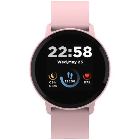 Smart watch, 1.3inches IPS full touch screen, Round watch, IP68 waterproof, multi-sport mode, BT5.0, compatibility with iOS and android, Pink, Host: 25.2*42.5*10.7mm, Strap: 20*250mm, 45g [0]