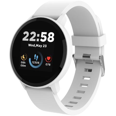 Smart watch, 1.3inches IPS full touch screen, Round watch, IP68 waterproof, multi-sport mode, BT5.0, compatibility with iOS and android, Silver white , Host: 25.2*42.5*10.7mm, Strap: 20*250mm, 45g [2]