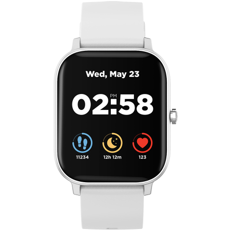 Smart watch, 1.3inches TFT full touch screen, Zinic+plastic body, IP67 waterproof, multi-sport mode, compatibility with iOS and android, Silver body with white silicon belt, Host: 43*37*9mm, Strap: 23 [0]