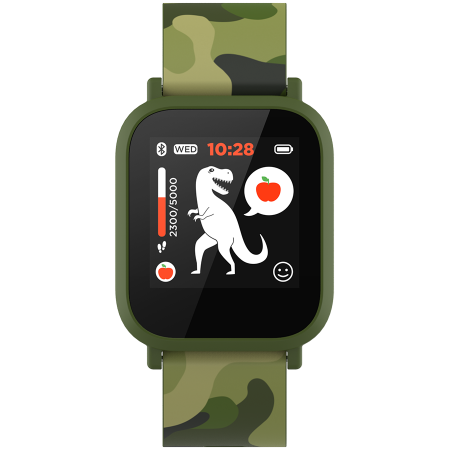 CANYON My Dino KW-33, Teenager smart watch, 1.3 inches IPS full touch screen, green plastic body, IP68 waterproof, BT5.0, multi-sport mode, built-in kids game, compatibility with iOS and android, 155m [1]
