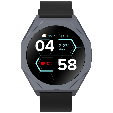 Smart Watch - CANYON Otto SW-86, Smart watch Realtek 8762DK LCD 1.3'' LTPS 360X360px, TP G+F 1+gesture 192KB Li-ion polymer battery 3.7v 280mAh,Gun aluminum alloy case middle frame+plastic bottom case+black silicon