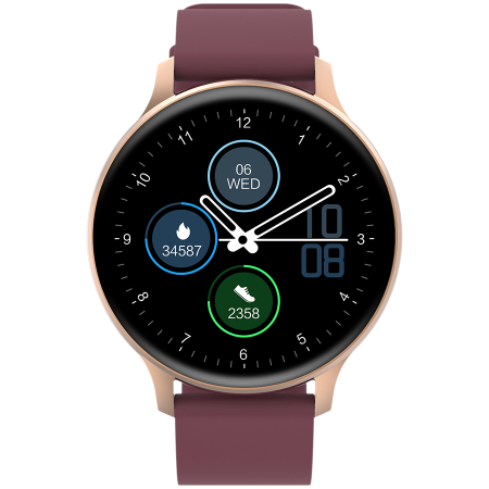 Smart Watch - CANYON Badian SW-68, Smartwatch, Realtek 8762CK, 1.28''TFT 240x240px; RAM : 160KB, Lithium-ion polymer battery, 3.7V 190mAh Include, Golden Zinc alloy middle frame + plastic bottom case+ red Silicone 