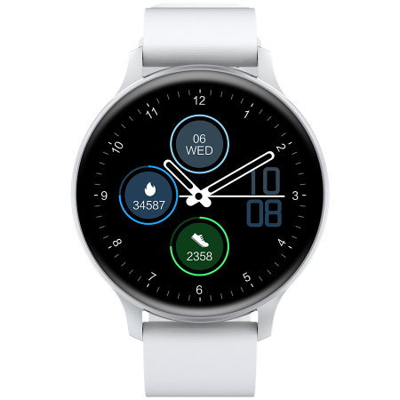 Smart Watch - CANYON Badian SW-68, Smartwatch, Realtek 8762CK, 1.28''TFT 240x240px; RAM : 160KB, Lithium-ion polymer battery, 3.7V 190mAh Include, Silver Zinc alloy middle frame + plastic bottom case+ white Silicon
