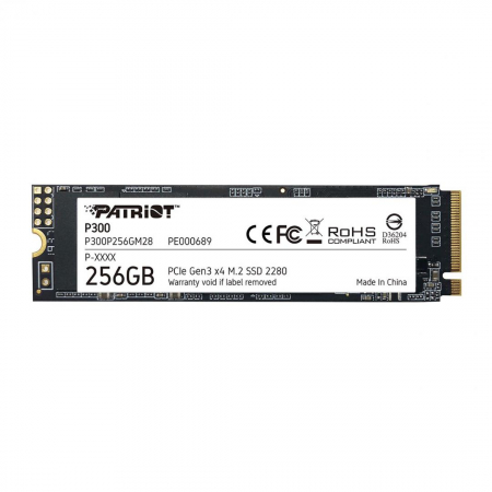 SSD Laptop - SSD PATRIOT, P300, 256 GB, M.2, PCIe Gen3.0 x4, 3D TLC Nand, R/W: 1700/1100 MB/s, "P300P256GM28"