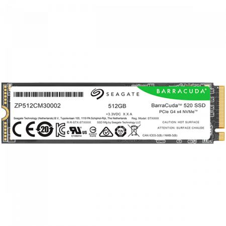 SSD - SSD SEAGATE BarraCuda 520 512GB M.2 2280-S2 PCIe Gen4 x4 NVMe 1.4, Read/Write: 5000/3800 MBps, TBW 200