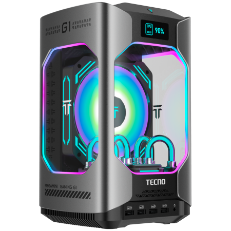 Sisteme PC & Periferice - TECNO PC MEGAMINI GAMING G1 Intel i9-13900H DDR5 32Gb SSD 1Tb RTX4060 8Gb Water Cooling WiFi 6 BT 5.2 RJ45 2.5G 2xUSB 3.2 2xUSB 3.1 2xUSB2.0 1xThunderbolt 1xTypeC Full 2xHDMI 1xSD3.0 1xOculink 63Gb/s 