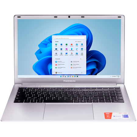 THOMSON Neo N15, 15,6-inch/Intel Celeron 4 cores N5100/1366*768 HD TN/8GB RAM DDR4/512Gb M.2/Wifi AC & BT 4.2/0.3MP Webcam/5000 mAh 7.6V/Windows 11Home/keyboard UA/Silver [0]