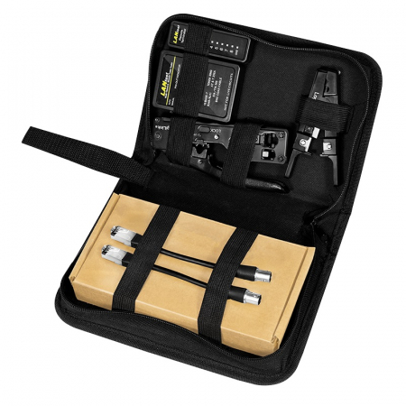 Accesorii PC - TRUSA scule retelistica, LOGILINK, functii: testare cablu, sertizare mufe, deziz. cablu, sertiz. cablu (punch down), taiere cablu. 4 prod.: tester cablu, cleste sertizare mufe, unealta punch down (ser