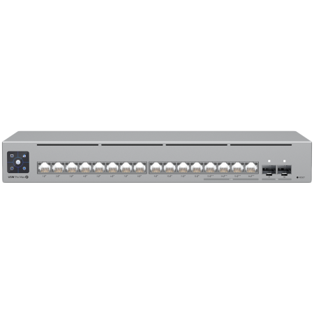 Retelistica - Ubiquiti 16-port, Layer 3 Etherlighting switch with 2.5 GbE, PoE++ output, and versatile mounting options, 4x 2.5 GbE PoE++ ports, 12x GbE PoE+ ports, 2x 10G SFP+ ports, 180W total PoE availability