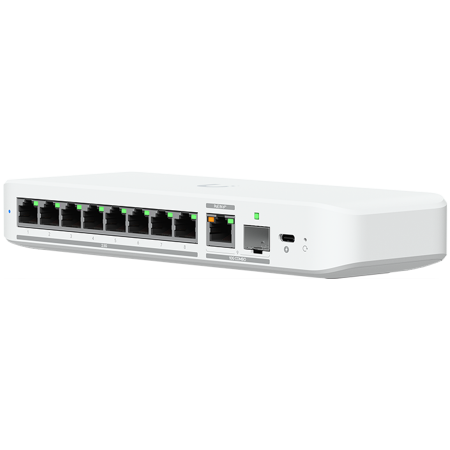 Retelistica - Ubiquiti switch USW-FLEX-2.5G-8-POE 8-port 2.5 GbE PoE++, 10 GbE PoE+++ input port for power / SFP+ port combo