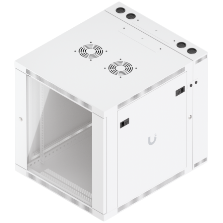 UBIQUITI UniFi UACC-Rack-12U-Wall-SW-G 12U Rack Cabinet Fully assembled wall-mount rack with built-in fans and removable panels, engineered for easy equipment access and space-efficient small-scale de [1]