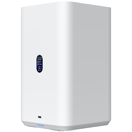 Ubiquiti UniFi UNAS-2-W-EU Network Attached Storage with (2) 3.5inch HDD bays, 2.5 GbE networking, USB-C connectivity, and an included PoE++ adapter, all in a compact footprint [0]