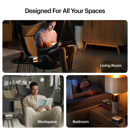 Ultrahuman Home - Air quality sensing - Noise detection - Natural & blue light exposure - Temperature tracking - Humidity monitoring [3]