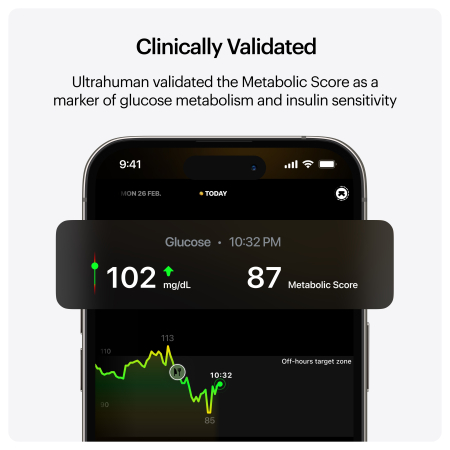Ultrahuman M1 continuous glucose monitor / metabolic fitness tracker (NFC Required) 1 week tracking - 1S (1 Single pack) [1]