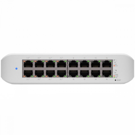 Retelistica & Supraveghere - Ubiquiti USW-LITE-16-PoE 16-port Layer 2 PoE switch, 8 x GbE PoE+, 8 x GbE ports, 45W total PoE Power, fanless cooling system, Wall mountable, Desktop