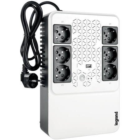 UPS Legrand Keor Multiplug 600VA/360W, Single phase, Line Interactive Technology- VI, Simulated SineWave,Cold Start Function,USB charger - Type A female/5 V, Outlet-6xGerman Standard, Quantity of inte [0]