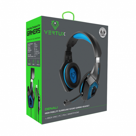 Vertux Gaming Denali Wired LED Headphones 3.5 mm+USB - Blue [1]