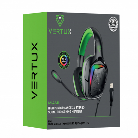 Vertux Gaming Miami 7.1 Headset with EQ soft - Green [1]