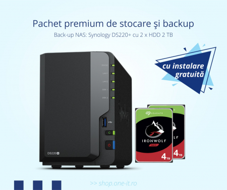 Pachet premium de stocare si backup: Statie de back-up Synology DS220+ cu 2 x HDD 4 TB [0]