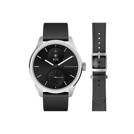 Laptop, Tablete & Telefoane - Withings Bundle Scanwatch 2 / 42mm (including Leather wristband Black Noir 20mm) - Black