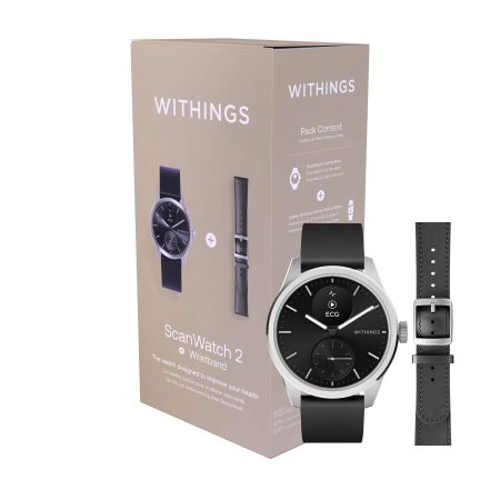 Withings Bundle Scanwatch 2 / 42mm (including Leather wristband Black Noir 20mm) - Black [3]