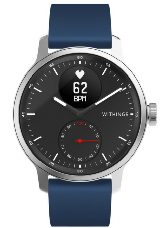 Withings Fluoroelastomer silicone Wristband 20mm w Silver buckle for Scanwatch 42mm, Scanwatch Horizon, Steel HR 40mm, Steel HR Sport - Night Blue [1]