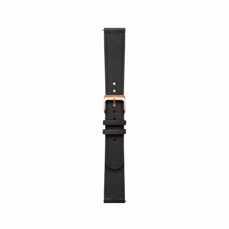 Withings Leather Wristband 18mm w Rose Gold buckle for Scanwatch 38mm, Steel HR 36mm, Withings Move, Move ECG, Steel - Black [2]