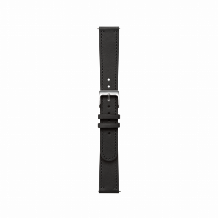 Withings Leather Wristband 18mm w Silver buckle for Scanwatch 38mm, Steel HR 36mm, Withings Move, Move ECG, Steel - Black [1]
