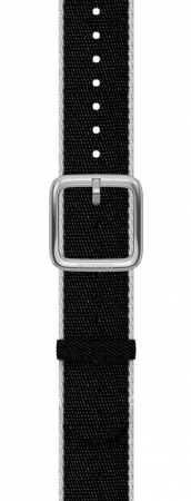 Smart Watch accesorii - Withings Polyethylene terephthalate Wristband 18mm w Silver buckle for Scanwatch 38mm, Steel HR 36mm, Withings Move, Move ECG, Steel - Black & White