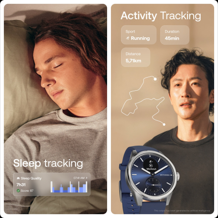 Withings Scanwatch 2 / 42mm (Activity, Sleep Tracker, ECG, Temperature, SPO2 / Stainless steel, fkm wristband, sapphire glass) - Blue [9]