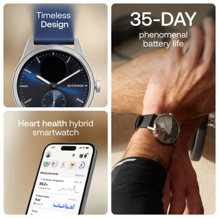 Withings Scanwatch 2 / 42mm (Activity, Sleep Tracker, ECG, Temperature, SPO2 / Stainless steel, fkm wristband, sapphire glass) - Blue [8]