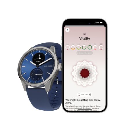 Withings Scanwatch 2 / 42mm (Activity, Sleep Tracker, ECG, Temperature, SPO2 / Stainless steel, fkm wristband, sapphire glass) - Blue [1]