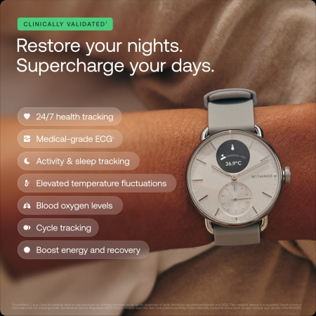 Withings Scanwatch 2 / 42mm (Activity, Sleep Tracker, ECG, Temperature, SPO2 / Stainless steel, fkm wristband, sapphire glass) - Blue [2]