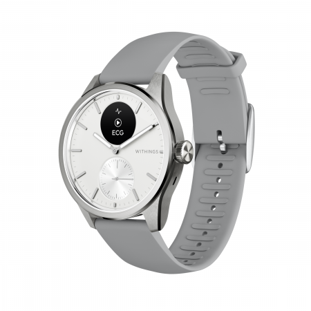 Smart Watch - Withings Scanwatch 2 / 42mm (Activity, Sleep Tracker, ECG, Temperature, SPO2 / Stainless steel, fkm wristband, sapphire glass) - White