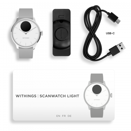 Withings Scanwatch Light / 37mm (Activity, Sleep Tracker / Stainless steel, fkm wristband, sapphire glass) - White [2]